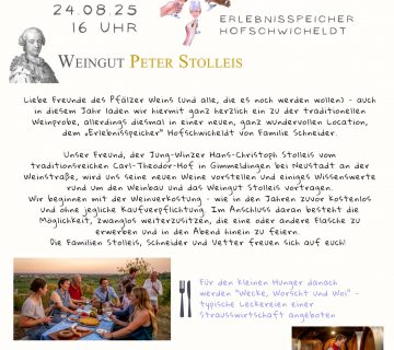 Ankündigung für eine Weinprobe im Erlebnisspeicher